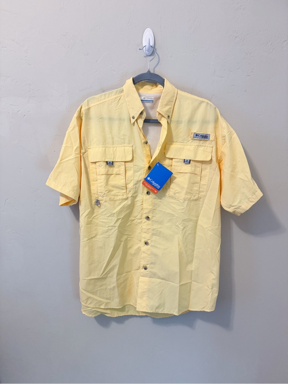 NWT Columbia Men’s Short-Sleeve PFG Fishing Shirt - Yellow